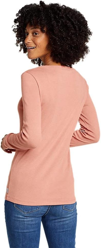 Eddie Bauer Womens Favorite LongSleeve Crewneck TShirtTall Salmon