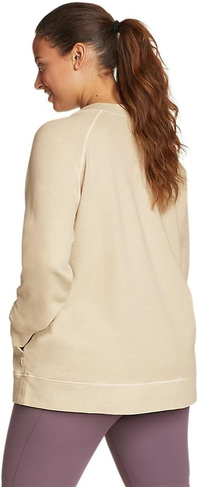 Eddie Bauer Womens Mineral Wash Terry Crew SweatshirtEcru