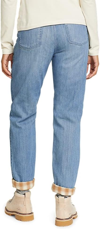 Eddie Bauer Womens Boyfriend FlannelLined JeansRegular Worn Light