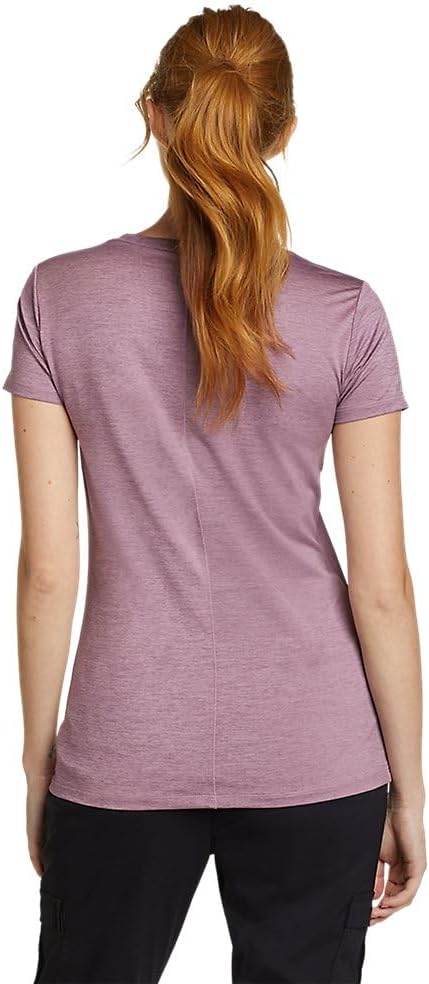 Eddie Bauer Womens Resolution ShortSleeve VNeck TShirtPetite Dusty Iris