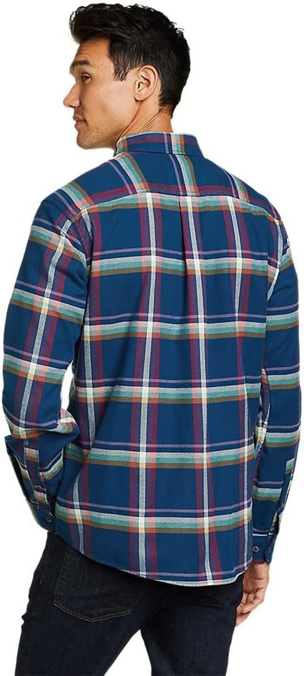 Eddie Bauer Mens Eddies Favorite Classic Fit Flannel Shirt  PlaidTall Cadet