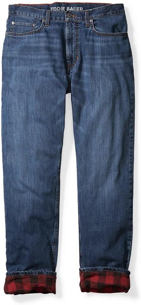 imageEddie Bauer Mens H2Low Flex FlannelLined JeansDk Meridian