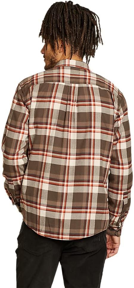 Eddie Bauer Mens Eddies Favorite Classic Fit Flannel Shirt  PlaidTall Teak