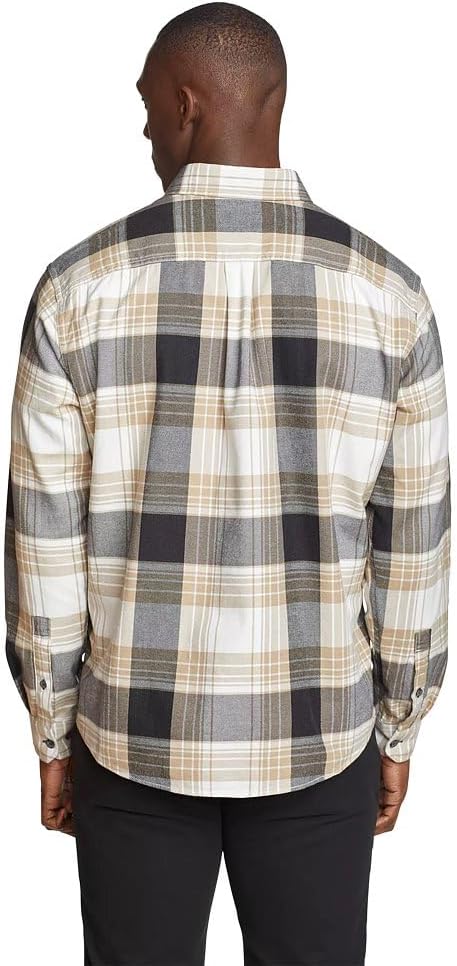 imageEddie Bauer Mens Classic Fit Favorite LongSleeve Flannel ShirtLight Khaki