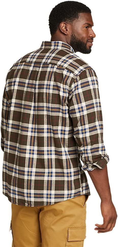 Eddie Bauer Mens Eddies Favorite Classic Fit Flannel Shirt  PlaidRegular Dk Peat