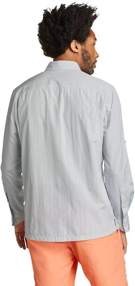 Eddie Bauer Mens UPF Guide 20 LongSleeve ShirtLt Gray