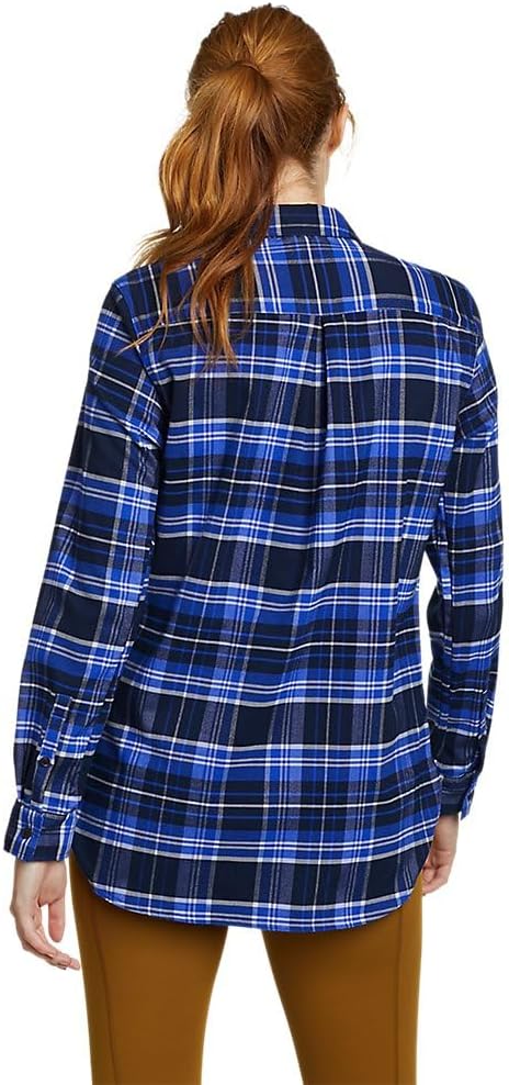 Eddie Bauer Womens Expedition Performance Flannel 20 ShirtPetite Blue Topaz