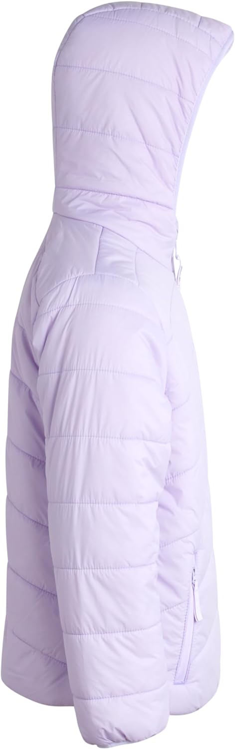 Eddie Bauer Girls Reversible Jacket  Deer Harbor Waterproof Lightweight Puffer Coat with Faux Shearling Lining 520Pastel Lilac