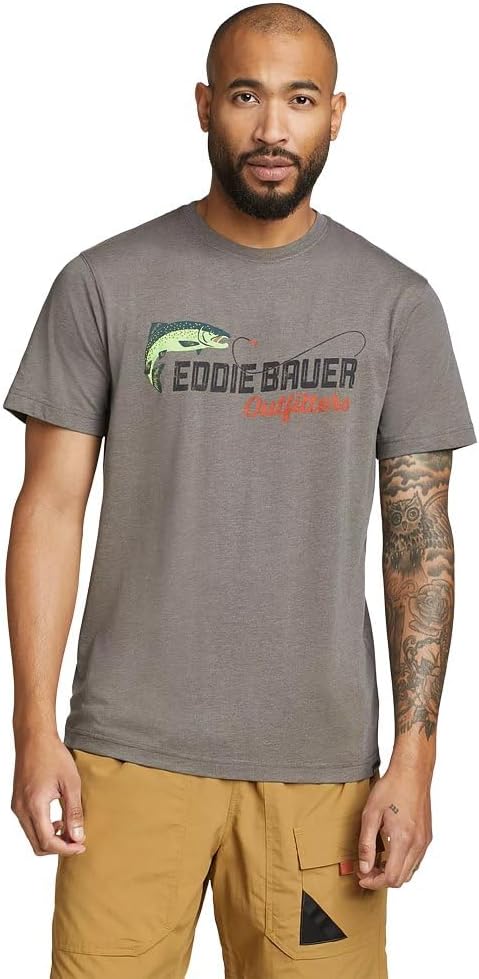 Eddie Bauer Retro Fish Graphic TShirtHeather Gray