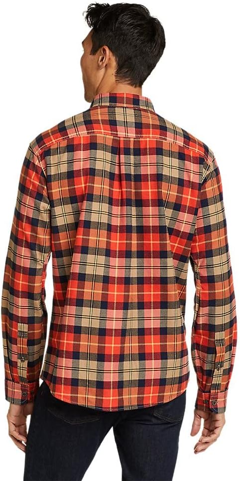 Eddie Bauer Mens Eddies Favorite Classic Fit Flannel Shirt  PlaidRegular Bright Red