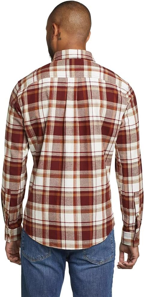 imageEddie Bauer Mens Eddies Field Flannel  PatternDusty Red