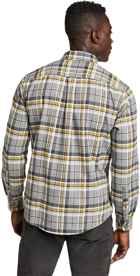 Eddie Bauer Mens Eddies Favorite Classic Fit Flannel Shirt  PlaidTall Lt Charcoal Htr