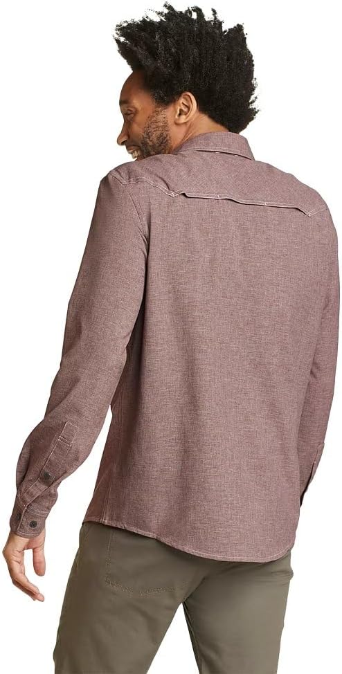 Eddie Bauer Mens Front Range LongSleeve Chambray ShirtRedwood