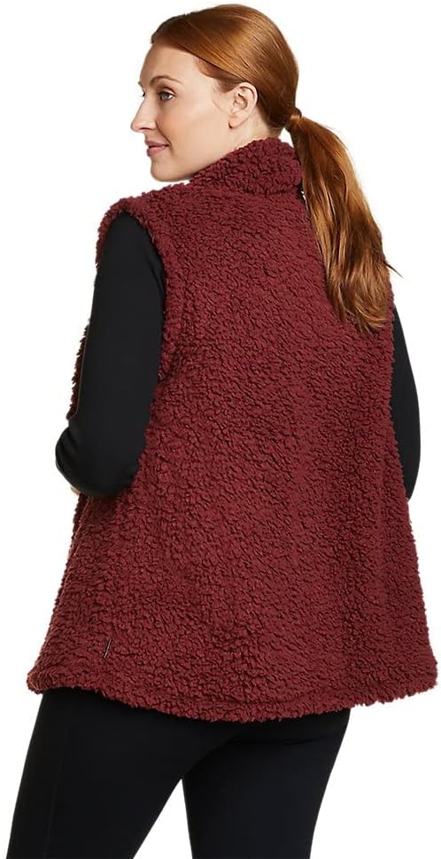 Eddie Bauer Womens Fireside Plush VestPetite Dusty Red