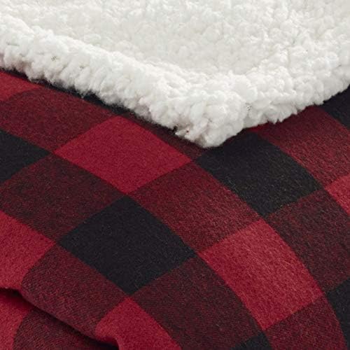 Eddie Bauer  Throw Blanket Reversible Sherpa Fleece Bedding Buffalo Plaid Home Decor for All Seasons Black Check ThrowThrow Red Check