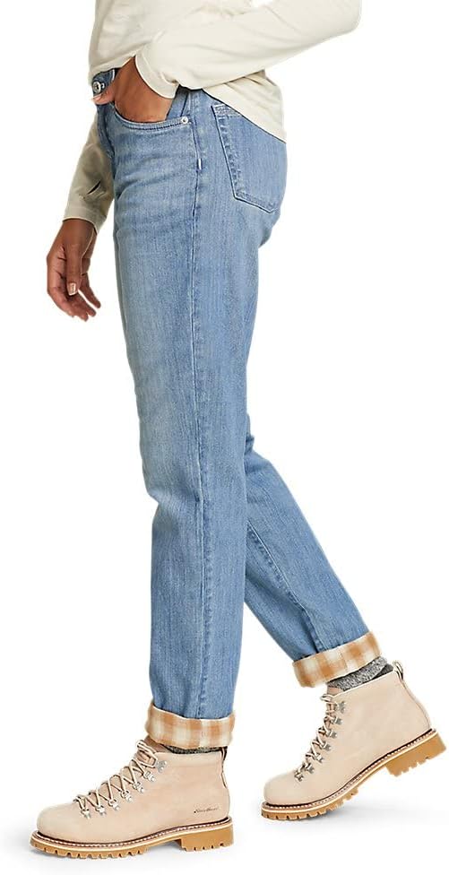 Eddie Bauer Womens Boyfriend FlannelLined JeansPlus Size Worn Light