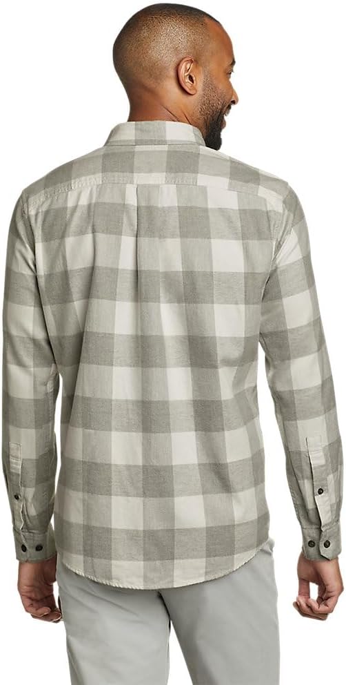 Eddie Bauer Mens Eddies Favorite Classic Fit Flannel Shirt  PlaidRegular Lt Htr Gray