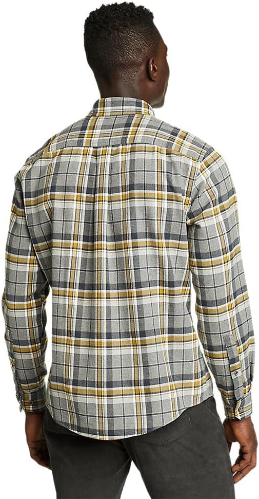 Eddie Bauer Mens Eddies Favorite Flannel Relaxed Fit Shirt  PlaidTall Lt Charcoal Htr