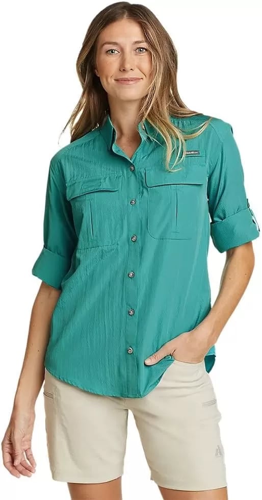 imageEddie Bauer Womens Guide UPF LongSleeve ShirtDusty Jade