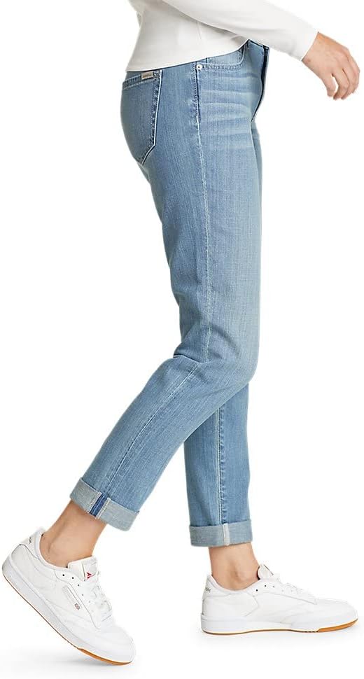 Eddie Bauer Womens Boyfriend Jeans  Slim LegPetite Worn Light