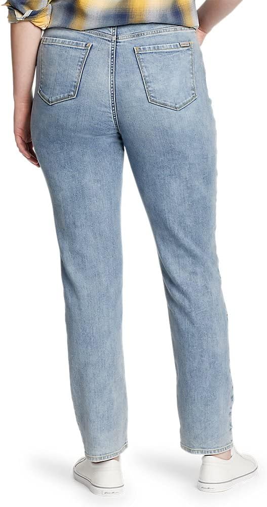 Eddie Bauer Womens Voyager HighRise Jeans  Slim StraightTall Blue Haze