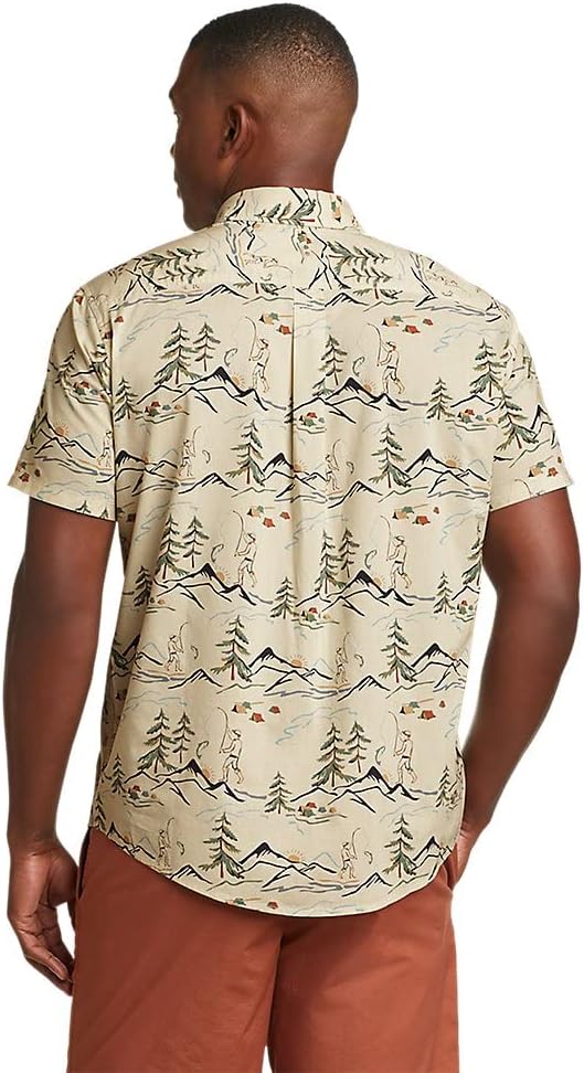 Eddie Bauer Mens Baja ShortSleeve Shirt  PrintRegular Ecru