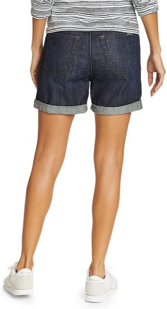 Eddie Bauer Womens Boyfriend Rolled ShortsPetite Deep Rinse