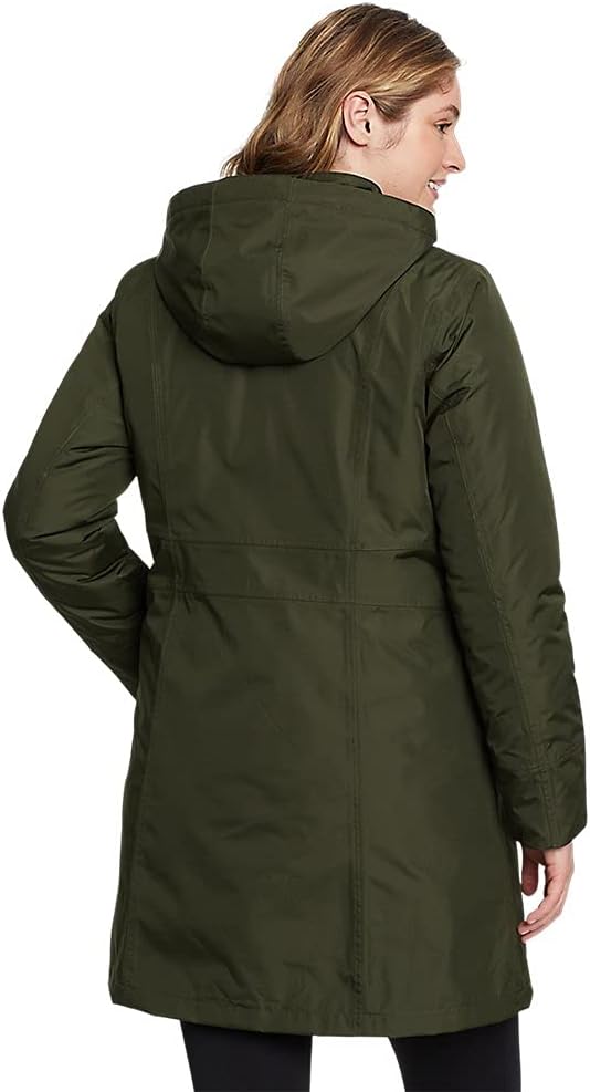 Eddie Bauer Womens Girl On The Go Insulated Trench CoatPetite Dark Loden