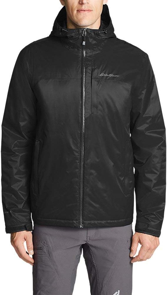 Eddie Bauer Mens Cloud Cap Insulated Rain Jacket Black Regular MEddie Bauer Mens Cloud Cap Insulated Rain Jacket Black Regular M