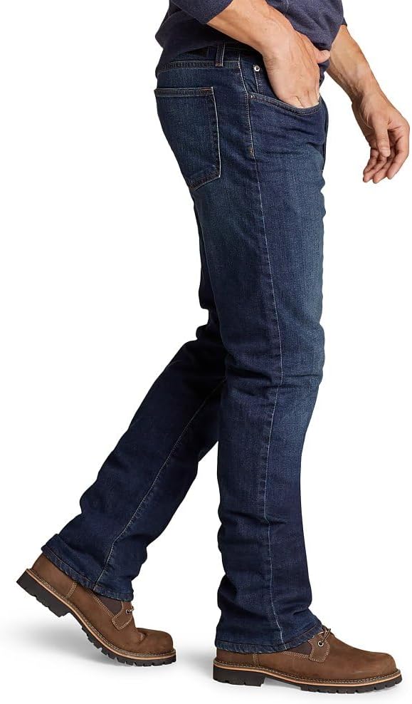 imageEddie Bauer Mens Field Flex FlannelLined Straight JeansRiver Rock