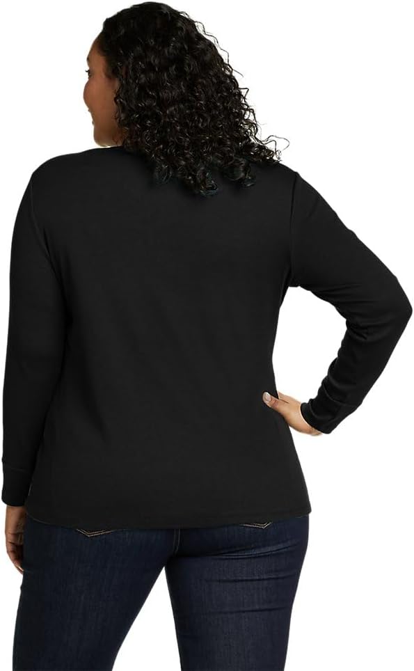 Eddie Bauer Womens Essentials Ribbed Crew LongSleeve ShirtPlus Black