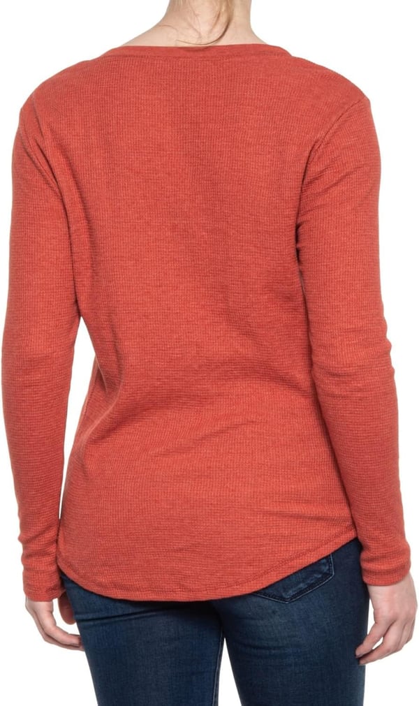 Eddie Bauer Womens Myriad ThermalJersey Mix HenleyWomen Pumpkin Heather