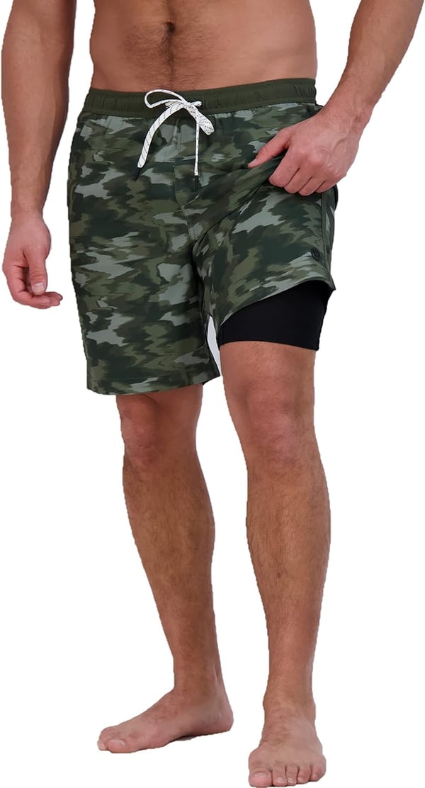 Eddie Bauer Mens SPF 50 Volley Swim Trunk 8 Inseam Comes with Comfort Liner  Ultimate Comfort  StretchDark Loden