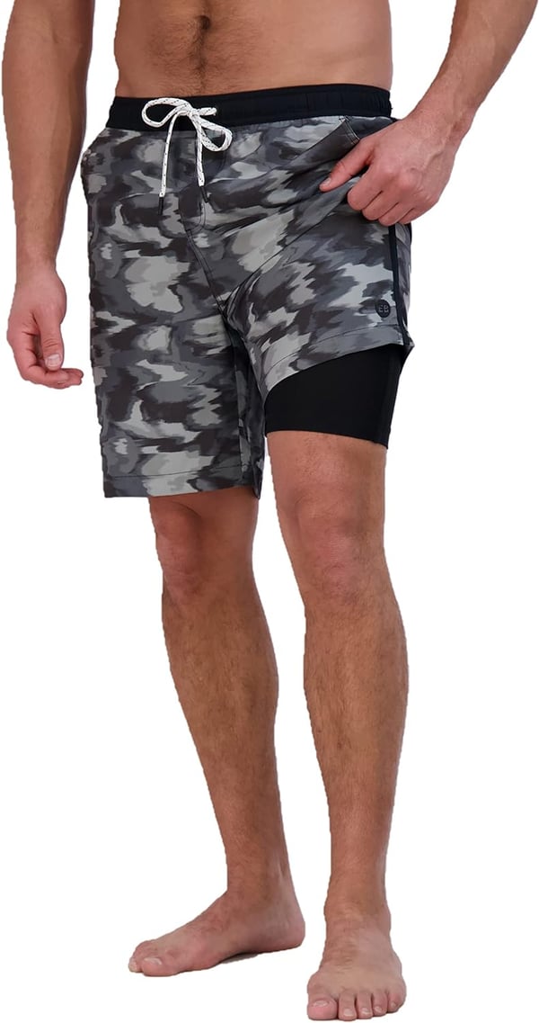 Eddie Bauer Mens SPF 50 Volley Swim Trunk 8 Inseam Comes with Comfort Liner  Ultimate Comfort  StretchBlack