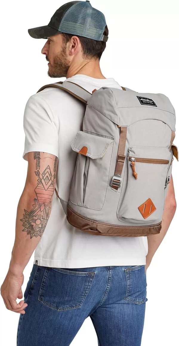 imageEddie Bauer Bygone Backpack with Exterior Pockets and Laptop Compatible Sleeve Light Heather Grey 30LSienna