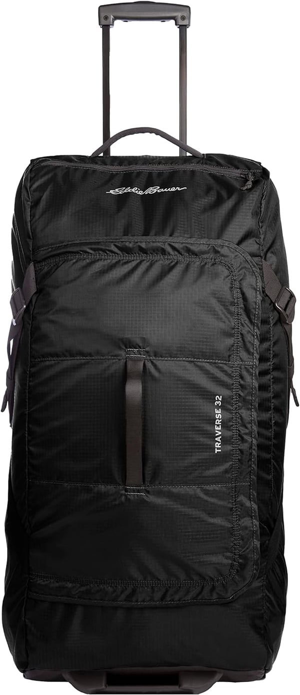 Eddie Bauer Traverse 32 Rolling Duffel BagMade from Ripstop Polyester with Telescoping HandleBlack