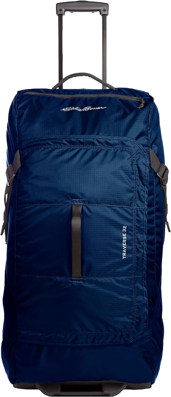 Eddie Bauer Traverse 32 Rolling Duffel BagMade from Ripstop Polyester with Telescoping HandleMedium Indigo