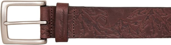 Eddie Bauer Mens Casual Leather Belt with Metal BuckleBrown Debossed Adventure