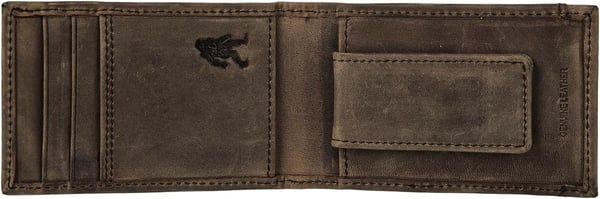 Eddie Bauer Embossed Sasquatch Leather Money Clip Bifold Wallet with RFID Protection  TanEddie Bauer Embossed Sasquatch Leather Money Clip Bifold Wallet with RFID Protection  Tan