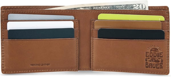 Eddie Bauer Mens Outdoor Leather Bifold Wallet with 6 Card Slots Brown One SizeEddie Bauer Mens Outdoor Leather Bifold Wallet with 6 Card Slots Brown One Size