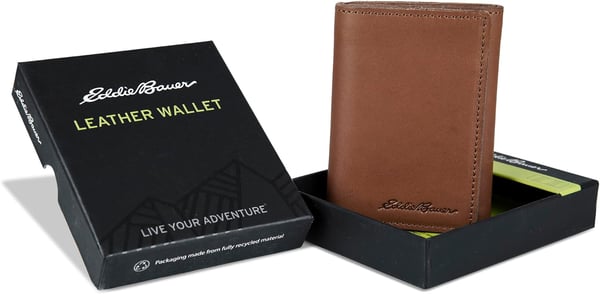 Eddie Bauer Mens Outdoor Leather Trifold Wallet with 6 Card Slots Brown One SizeEddie Bauer Mens Outdoor Leather Trifold Wallet with 6 Card Slots Brown One Size