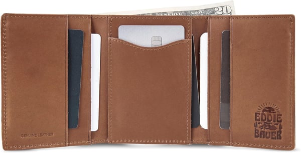 Eddie Bauer Mens Outdoor Leather Trifold Wallet with 6 Card Slots Brown One SizeEddie Bauer Mens Outdoor Leather Trifold Wallet with 6 Card Slots Brown One Size