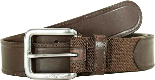 Eddie Bauer Mens Casual Leather Belt with Metal BuckleTan Rugged