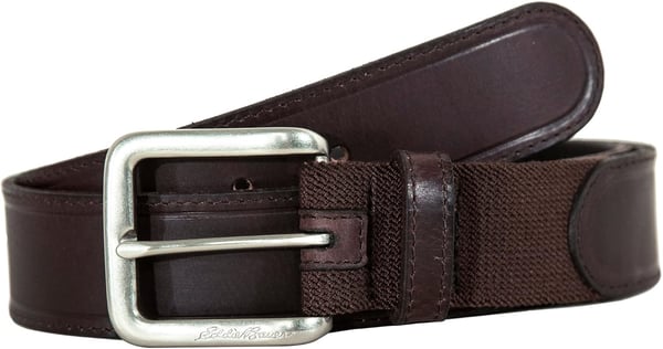 Eddie Bauer Mens Casual Leather Belt with Metal BuckleBrown Rugged