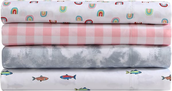 Eddie Bauer Kids  Twin Sheets Stain Resistant Kids Bedding Ideal for Toddler Bedding Set Vivid Stripe Blue TwinFish Lake WhiteMulti Full