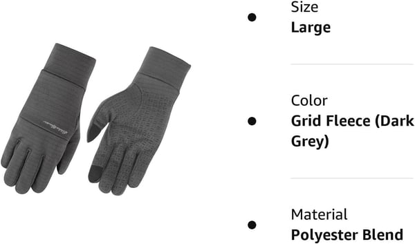 Eddie Bauer Womens Cold Weather Performance GlovesGrid Fleece Dark Grey