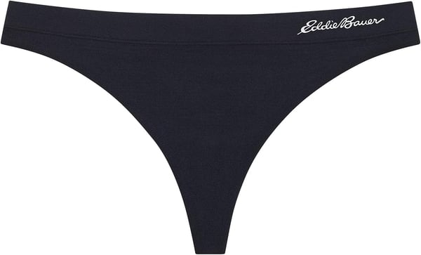 Eddie Bauer Womens Active Stretch Thong Underwear with Elastic Waistband 3 PackBlackBlackBlack