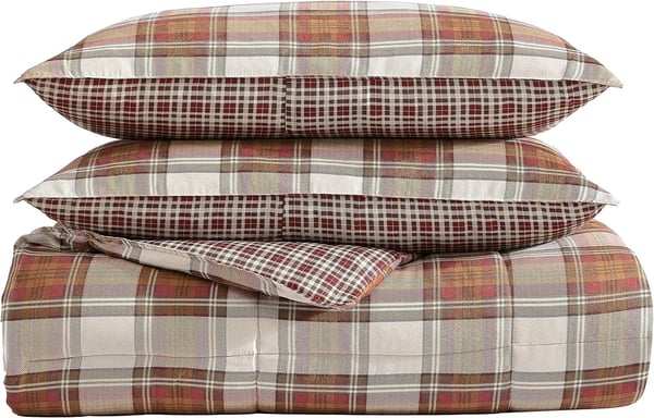 Eddie Bauer  King Duvet Cover Set Reversible Cotton Bedding with Matching Shams Stylish Home Decor for All Seasons Edgewood Red KingRed