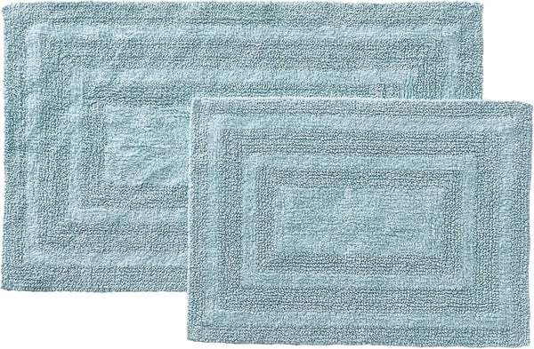 imageEddie Bauer  Bathroom Rugs Set Soft Tufted Cotton Bathroom Decor Super Absorbent ampamp Quick Dry Logan Chrome Grey 2 PieceTurquoise