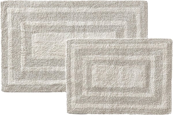 Eddie Bauer  Bathroom Rug Runner Soft Tufted Cotton Bathroom Decor Super Absorbent amp Quick Dry Logan Medium Brown 60 x 22Light Grey 2 Piece Rug